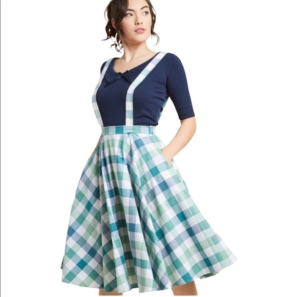 ModCloth x Collectif Liesel Picnic Check Swing Skirt Women’s Size XXS NWT - Picture 1 of 6